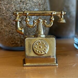 VINTAGE brass rotary phone mini mid cent ornament old school collectible phone